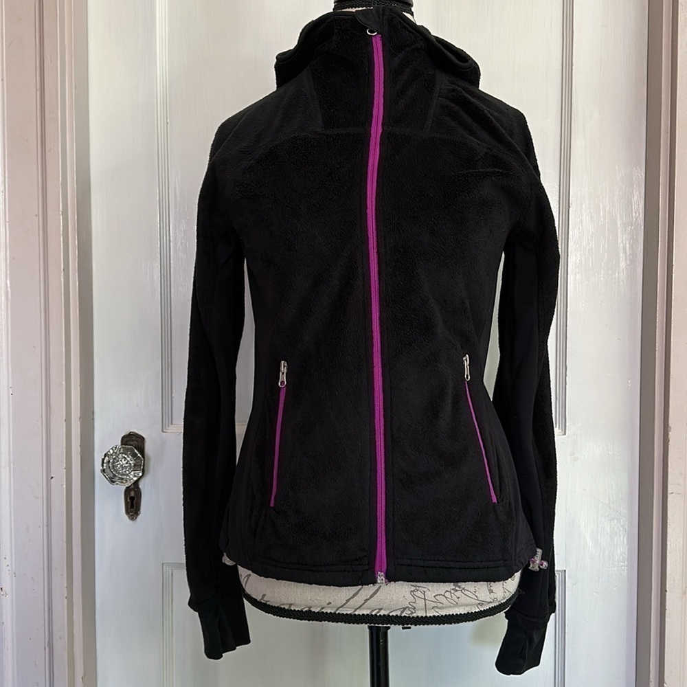 FREE COUNTRY Black/Magenta Faux Fur Zip Front Jacket
